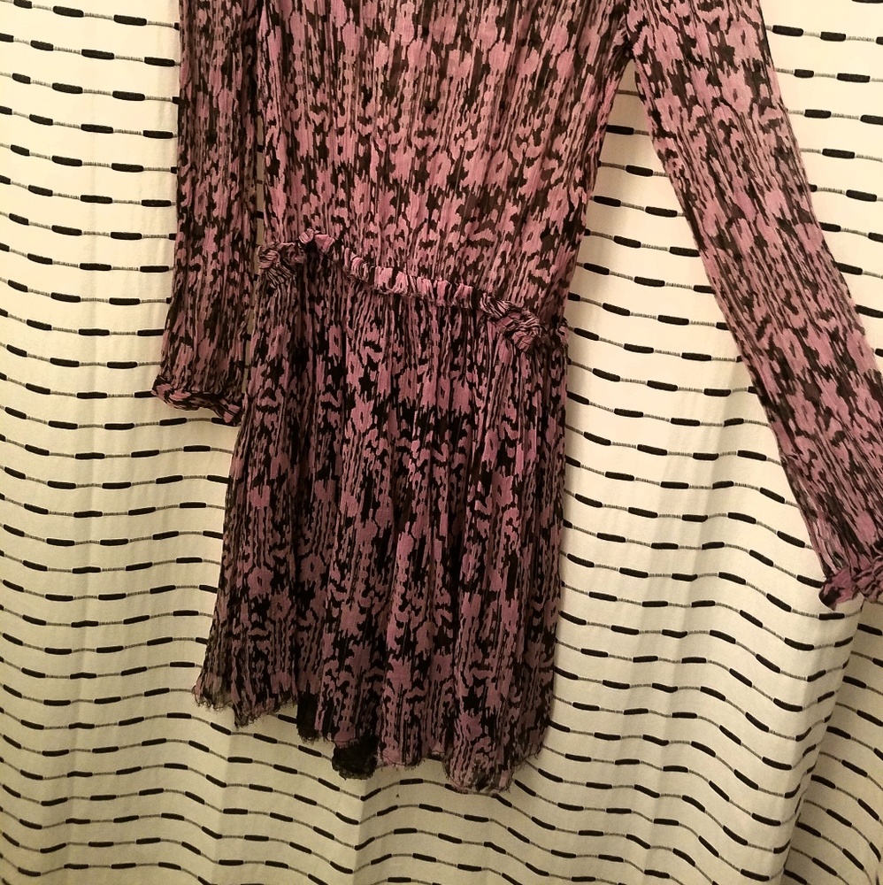 ISABEL MARANT pink fringed silk pattern dress